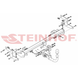 C-052 STEINHOF Фаркоп на Citroen C4 Cactus 2014-2018. Требуется подрезка бампера. Тип шара: AV (вертикальное быстросъемное крепление шара на ключе). Нагрузки: 1000