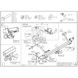 C042A GALIA Полностью оцинкованный фаркоп на Citroen Jumper 2006-, FIAT Ducato III 2006-, Peugeot Boxer 2006-, Opel Movano 2021-, Toyota Proace Max 2024- L1, L2, L3, L4. Тип шара: A. Установка без вырез