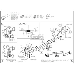 C054C GALIA Полностью оцинкованный фаркоп на Mitsubishi Outlander XL 2007-2012, Citroen C-Crosser 2007-2012, Peugeot 4007 2007-2012. Тип шара: C (горизонтальный съемный). Невидимый выре