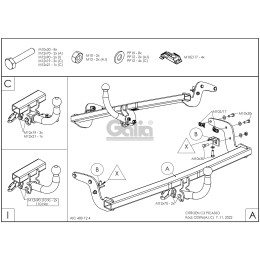 C059C GALIA Полностью оцинкованный фаркоп на Citroen C3 Picasso 2009-2017. Тип шара: C (горизонтальный съемный). Без выреза бампера. Нагрузки: 1400/75 кг, масса фар