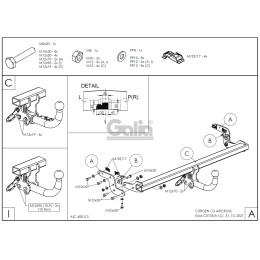 C073C GALIA Полностью оцинкованный фаркоп на Citroen C3 Aircross 2018-2024. Подрозетник убирается за бампер. Требуется невидимая подрезка бампера. Тип шара: C