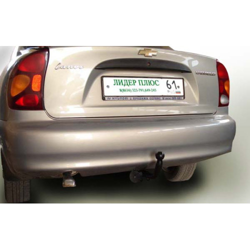 C201-A Лидер-плюс ТСУ для Chevrolet Lanos седан 1997-2009, Daewoo Lanos, Sens седан 1997-2009 без снятия и выреза бампера. Нагрузки: 1200/75 кг, масса фаркопа 14,38 кг, требуется 6 сверлений (без электрики в комплекте)