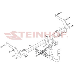 D-087 STEINHOF Фаркоп на Dacia Sandero III 2020-, Dacia Sandero Stepway III 2020-. Требуется подрезка бампера. Тип шара: AV (вертикальное быстросъемное крепление шара на клю