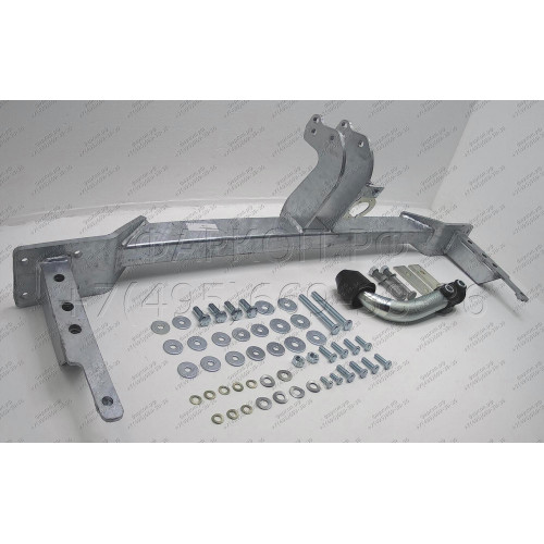 D034A GALIA Полностью оцинкованный фаркоп на Chevrolet Lacetti хетчбек 5 дверей 2004-2013, Daewoo Nubira хетчбек 5 дверей 2003-2013. Подрозетник убирается за бампер. Тип шара: A. Без выреза бампера. Нагрузки: 1300/75 кг, масса фаркопа 16,51 кг