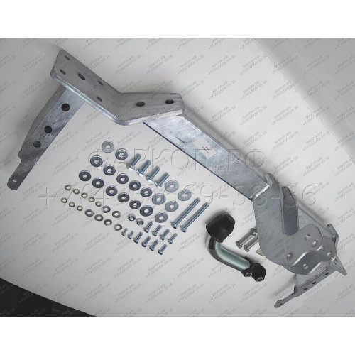 D034A GALIA Полностью оцинкованный фаркоп на Chevrolet Lacetti хетчбек 5 дверей 2004-2013, Daewoo Nubira хетчбек 5 дверей 2003-2013. Подрозетник убирается за бампер. Тип шара: A. Без выреза бампера. Нагрузки: 1300/75 кг, масса фаркопа 16,51 кг