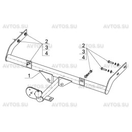 DO 04 AVTOS Фаркоп на Datsun on-DO 2014-2020 без подрезки бампера. Тип шара: H (несъемный сварной). Нагрузки: 1000/75 кг, масса фаркопа 9 кг (без электрики в компл