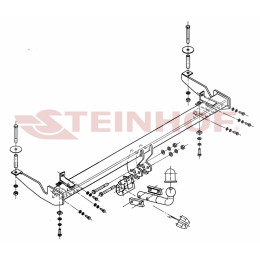 F-058 STEINHOF Фаркоп на FIAT Doblo, в т.ч. Maxi 2001-2010. Требуется подрезка бампера. Тип шара: A. Нагрузки: 1300/90 кг, масса фаркопа 18,5 кг (без электрики в комплек