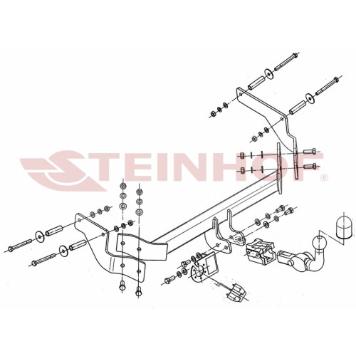 F-073 STEINHOF Фаркоп на Citroen Nemo 2009-2015, FIAT Fiorino 2008-2021, FIAT Qubo 2008-2021, Peugeot Bipper 2008-2017. Требуется подрезка бампера. Тип шара: AH (горизонтальное быстросъемное крепление шара на ключе). Нагрузки: 1300/75 кг, масса фаркопа 15