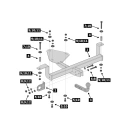 F.6018.001 BERG Фаркоп на Lada Priora 2007-2018, Lada 2110/2111/2112 1995-2007 без снятия и подрезки бампера. Тип шара: A. Нагрузки: 900/75 кг, масса фаркопа 12 кг (без электрики 