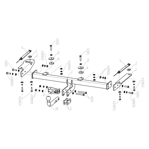 F.6112.001 BERG Фаркоп на Changan CS35 Plus 2022- без снятия и подрезки бампера. Тип шара: A. Нагрузки: 1500/75 кг, масса фаркопа 17,7 кг (без электрики в комплекте)