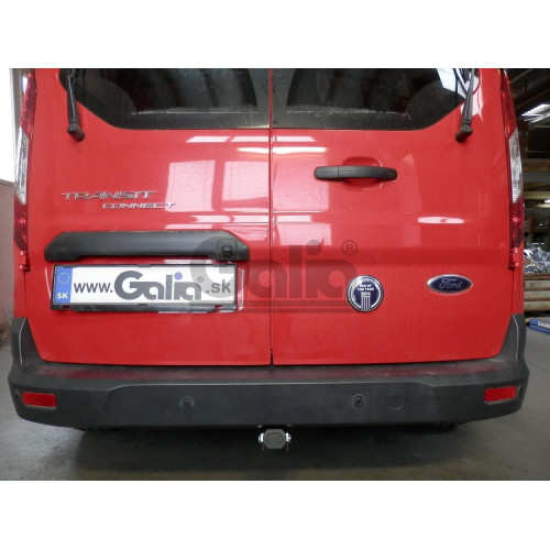 F129C GALIA Полностью оцинкованный фаркоп на Ford Transit Connect 2014-2022, Ford Tourneo Connect 2014-2022. Подрозетник убирается за бампер. Тип шара: C (горизонтальный съемный). Установка без выреза бампера. Нагрузки: 1400/80 кг, масса фаркопа 15,07 кг