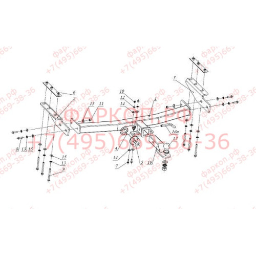 FA 0474-E Бизон Фаркоп на Tagaz Road Partner 2008-2011, SsangYong Musso 1993-2005 без подрезки бампера. Тип шара: E (легкосъемный шар под квадрат). Нагрузки: 3500/120 кг. Не комплектуется электрикой