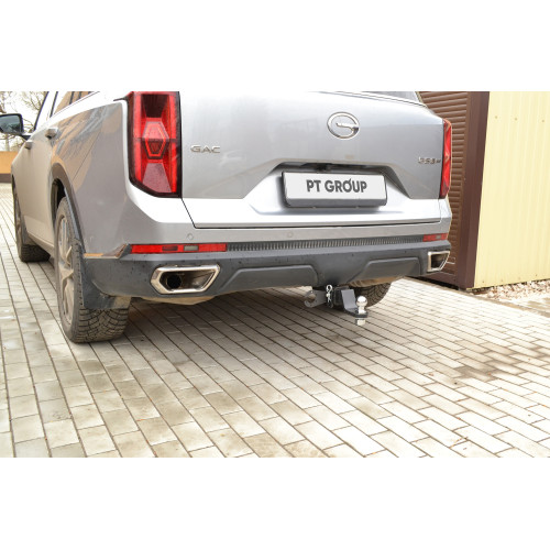 GAC-23-991122.00 PT GROUP Фаркоп на GAC GS8 2023- без снятия и подрезки бампера. Тип шара: E (легкосъемный шар под квадрат). Нагрузки: 1100/75 кг, масса фаркопа 18 кг (без электрики в комплекте)