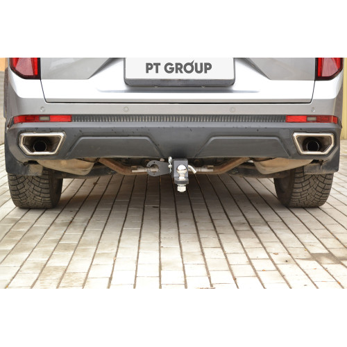 GAC-23-991122.00 PT GROUP Фаркоп на GAC GS8 2023- без снятия и подрезки бампера. Тип шара: E (легкосъемный шар под квадрат). Нагрузки: 1100/75 кг, масса фаркопа 18 кг (без электрики в комплекте)