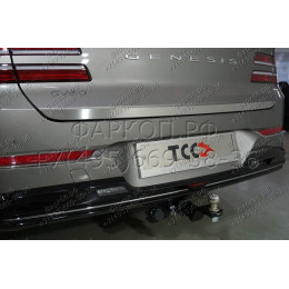 TCU00292N ТСС Фаркоп на Genesis GV80 2020- без подрезки бампера. Тип шара: E (шаровый узел под американский квадрат с нержавеющим шаром). Нагрузки: 1250/75 кг