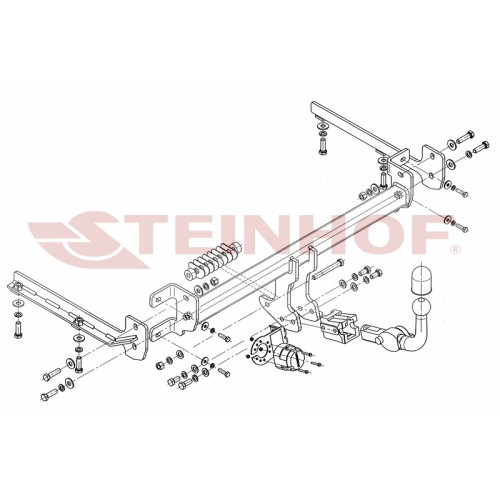 H-039 STEINHOF Фаркоп на Honda Accord седан 07/2008-2015. Требуется подрезка бампера. Тип шара: AH (горизонтальное быстросъемное крепление шара на ключе). Нагрузки: 1800/75 кг, масса фаркопа 21,2 кг (без электрики в комплекте)