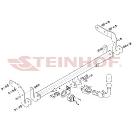 H-269 STEINHOF Фаркоп на Hyundai Matrix 2001-2010 без подрезки бампера. Тип шара: AH (горизонтальное быстросъемное крепление шара на ключе). Нагрузки: 1300/70 кг, м
