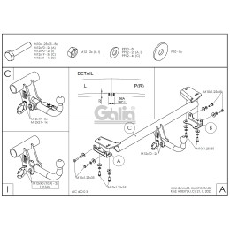 H083A GALIA Полностью оцинкованный фаркоп на Hyundai ix35 2010-2015, Kia Sportage 2010-2015. Тип шара: A. Установка без снятия и выреза бампера. Нагрузки: 2000/75 кг, масса