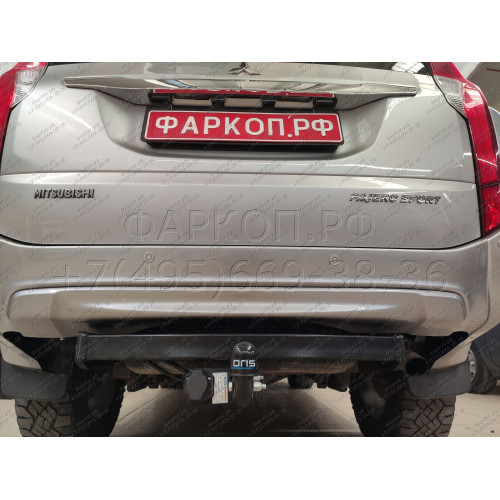 4166-A ORIS Фаркоп на Mitsubishi Pajero Sport 2 2008-2016, Mitsubishi Pajero Sport 3 2016-2021 без выреза в бампере. Тип шара: A. Нагрузки: 2500/100 кг, масса фаркопа 20,5 кг (без электрики в комплекте)