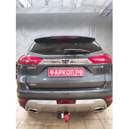 9014-A ORIS Фаркоп на Geely Atlas 2017-2021 без выреза в бампере. Тип шара: A. Нагрузки: 1500/100 кг, масса фаркопа 17 кг (без электрики в комплекте)