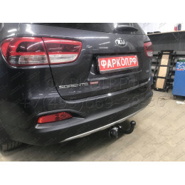 K121-A Лидер-плюс ТСУ для Kia Sorento Prime дорестайл 2015-2018 (дизель, бензин), Hyundai Santa Fe 2015-2018 (дизель). Требуется подрезка бампера. Нагрузки: 1300/75 кг, масса