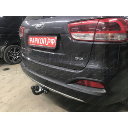 K121-A Лидер-плюс ТСУ для Kia Sorento Prime дорестайл 2015-2018 (дизель, бензин), Hyundai Santa Fe 2015-2018 (дизель). Требуется подрезка бампера. Нагрузки: 1300/75 кг, масса
