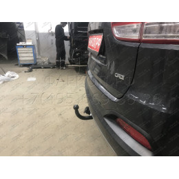 K121-A Лидер-плюс ТСУ для Kia Sorento Prime дорестайл 2015-2018 (дизель, бензин), Hyundai Santa Fe 2015-2018 (дизель). Требуется подрезка бампера. Нагрузки: 1300/75 кг, масса