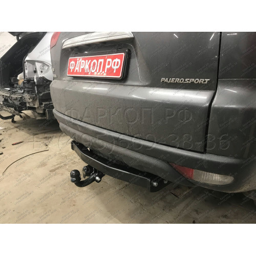 4166-A ORIS Фаркоп на Mitsubishi Pajero Sport 2 2008-2016, Mitsubishi Pajero Sport 3 2016-2021 без выреза в бампере. Тип шара: A. Нагрузки: 2500/100 кг, масса фаркопа 20,5 кг (без электрики в комплекте)