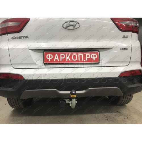 90906-A MOTODOR Фаркоп с оцинкованным шаром на Hyundai Creta 2016-2021, 2021-2022, Solaris HC 2024- без выреза в бампере. Тип шара: A. Нагрузки: 1300/75 кг, масса фаркопа 15,1 кг (без электрики в комплекте)