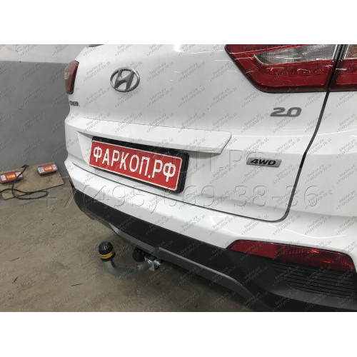 90906-A MOTODOR Фаркоп с оцинкованным шаром на Hyundai Creta 2016-2021, 2021-2022, Solaris HC 2024- без выреза в бампере. Тип шара: A. Нагрузки: 1300/75 кг, масса фаркопа 15,1 кг (без электрики в комплекте)