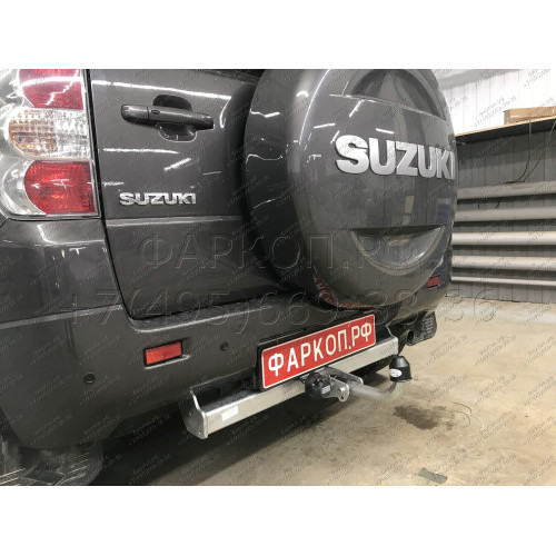S114A GALIA Полностью оцинкованный фаркоп на Suzuki Grand Vitara 3 двери 2005-2016. Тип шара: A. Установка без снятия и выреза бампера. Нагрузки: 1800/90 кг, масса фаркопа 15,32 кг