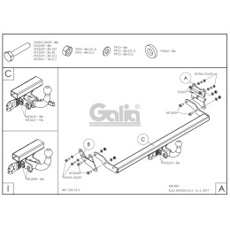 K039A GALIA Полностью оцинкованный фаркоп на Kia Rio хетчбек (европейская версия) 2017-2021. Тип шара: A. Установка без выреза бампера. Нагрузки: 1200/80 кг, м