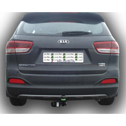K121-A Лидер-плюс ТСУ для Kia Sorento Prime дорестайл 2015-2018 (дизель, бензин), Hyundai Santa Fe 2015-2018 (дизель). Требуется подрезка бампера. Нагрузки: 1300/75 кг, масса