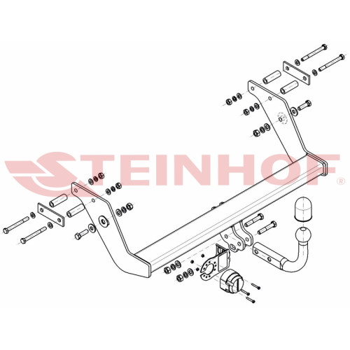 M-233 STEINHOF Фаркоп на Mercedes Vaneo w414 2002-2006 без снятия и подрезки бампера. Тип шара: A. Нагрузки: 1200/75 кг, масса фаркопа 15,47 кг (без электрики в комплекте)