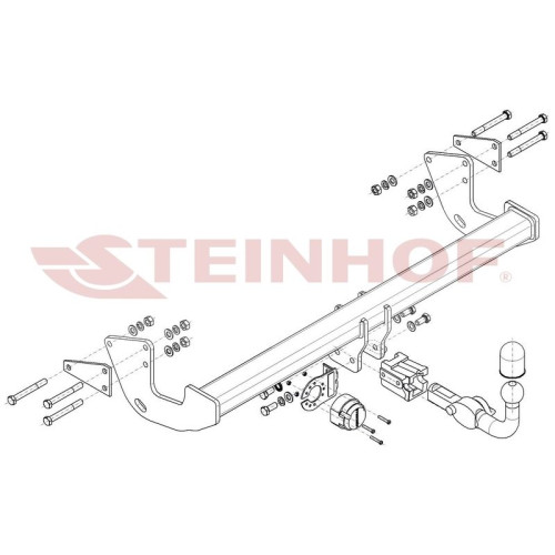 M-239 STEINHOF Фаркоп на Mercedes V-Class w447 2014-, Mercedes Vito w447 2014-. Требуется подрезка бампера. Тип шара: AH (горизонтальное быстросъемное крепление шара на ключе). Нагрузки: 2500/100 кг, масса фаркопа 22,1 кг (без электрики в комплекте)
