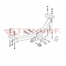 M-350 STEINHOF Фаркоп на Mitsubishi Pajero Sport I 1999-2008 без снятия и подрезки бампера. Тип шара: F. Нагрузки: 2800/100 кг, масса фаркопа 17,7 кг (без электрики в компл