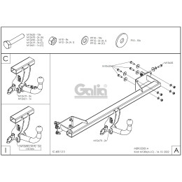 M128C GALIA Полностью оцинкованный фаркоп на Mercedes A-Class w176 дорестайлинг 2012-2015, Mercedes B-Class w246 2012-2019. Подрозетник убирается за бампер. Тип шара: C (гори