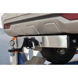 MPS-21-991124.00 PT GROUP Фаркоп с нержавеющей накладкой на Mitsubishi Pajero Sport рестайлинг 2021- без подрезки бампера. Тип шара: E (легкосъемный шар под квадрат).