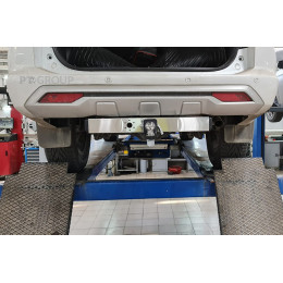MPS-21-991124.00 PT GROUP Фаркоп с нержавеющей накладкой на Mitsubishi Pajero Sport рестайлинг 2021- без подрезки бампера. Тип шара: E (легкосъемный шар под квадрат).