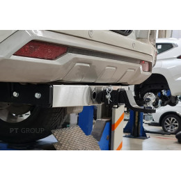 MPS-21-991124.00 PT GROUP Фаркоп с нержавеющей накладкой на Mitsubishi Pajero Sport рестайлинг 2021- без подрезки бампера. Тип шара: E (легкосъемный шар под квадрат).