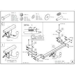 O044A GALIA Полностью оцинкованный фаркоп на Opel Meriva A 2003-2010. Подрозетник убирается за бампер. Тип шара: A. Невидимый вырез бампера. Нагрузки: 1300/60 к
