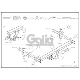 O056A GALIA Полностью оцинкованный фаркоп на Opel Zafira A 1999-2005. Тип шара: A. Без выреза бампера. Нагрузки: 1500/80 кг, масса фаркопа 14,75 кг