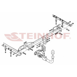 S-011 STEINHOF Фаркоп на Saab 9-5 седан 2010-2012. Требуется подрезка бампера. Тип шара: AV (вертикальное быстросъемное крепление шара на ключе). Нагрузки: 20