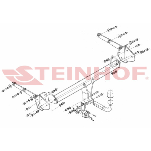 S-387 STEINHOF Фаркоп на Subaru Outback 2015-2021. Требуется подрезка бампера. Тип шара: A. Нагрузки: 2000/90 кг, масса фаркопа 23,1 кг (без электрики в комплекте)