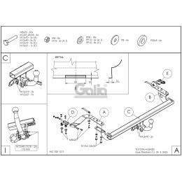 T066C GALIA Полностью оцинкованный фаркоп на Toyota Avensis седан/лифтбек 2003-2009. Тип шара: C (горизонтальный съемный). Невидимый вырез бампера. Нагрузки: