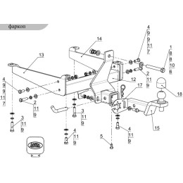 TCU00008 ТСС Фаркоп на Land Rover Range Rover Sport 2012-2022. Вырез в нижней части пыльника. Тип шара: E (шаровый узел под американский квадрат). Нагрузки: 1600/100 кг
