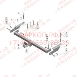 TD 166 AVTOS Фаркоп на Tagaz Road Partner 2008-2011 без подрезки бампера. Тип шара: A. Нагрузки: 1500/75 кг, масса фаркопа 20 кг (без электрики в комплекте)