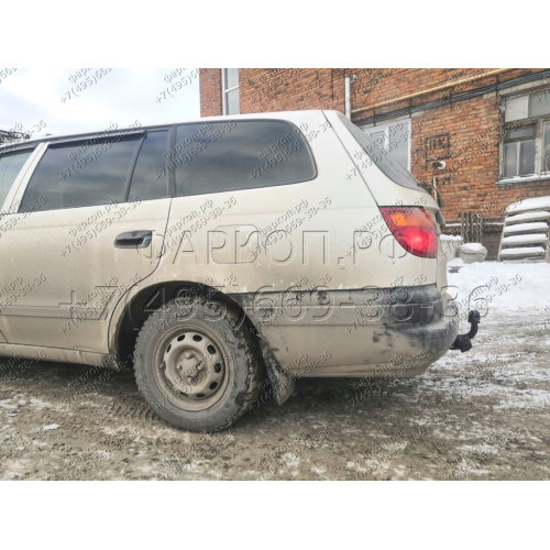 H.T42.A HALTY Фаркоп на Toyota Caldina T190 рессорная 1992-2002 (кузов 196, 197, 198). Требуется подрезка бампера. Тип шара: A. Нагрузки: 750/75 кг, масса фаркопа 12,9 кг