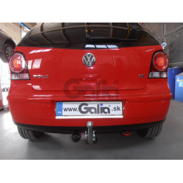 V042A GALIA Полностью оцинкованный фаркоп на Volkswagen Polo IV 2001-2009. Особенности: колесная база 2465 мм. Тип шара: A. Подрезка бампера. Нагрузки: 1200/60 кг, ма