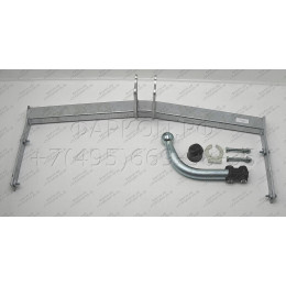 V042A GALIA Полностью оцинкованный фаркоп на Volkswagen Polo IV 2001-2009. Особенности: колесная база 2465 мм. Тип шара: A. Подрезка бампера. Нагрузки: 1200/60 кг, ма